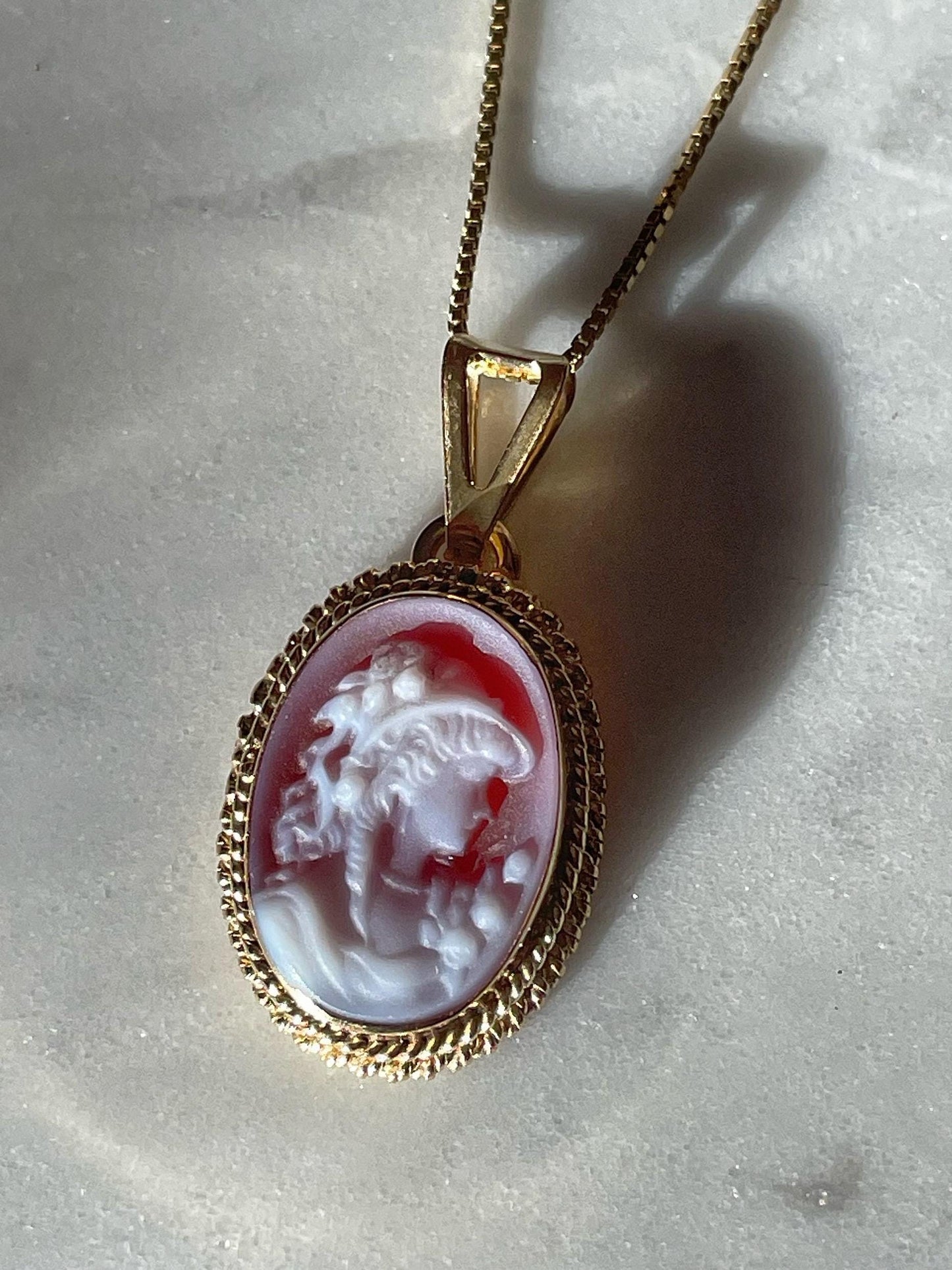 Lady cameo necklace, 18k gold, square cameo necklace, mom gift, silver sterling 925, made in Italy, antique cameo, rare vintage find, dainty