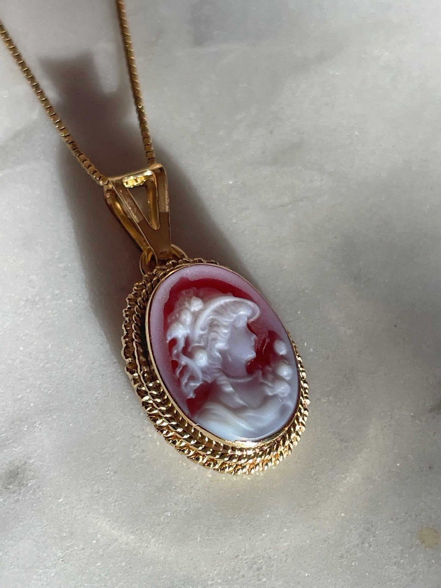 Lady cameo necklace, 18k gold, square cameo necklace, mom gift, silver sterling 925, made in Italy, antique cameo, rare vintage find, dainty