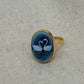 Blue Cameo Swan Ring