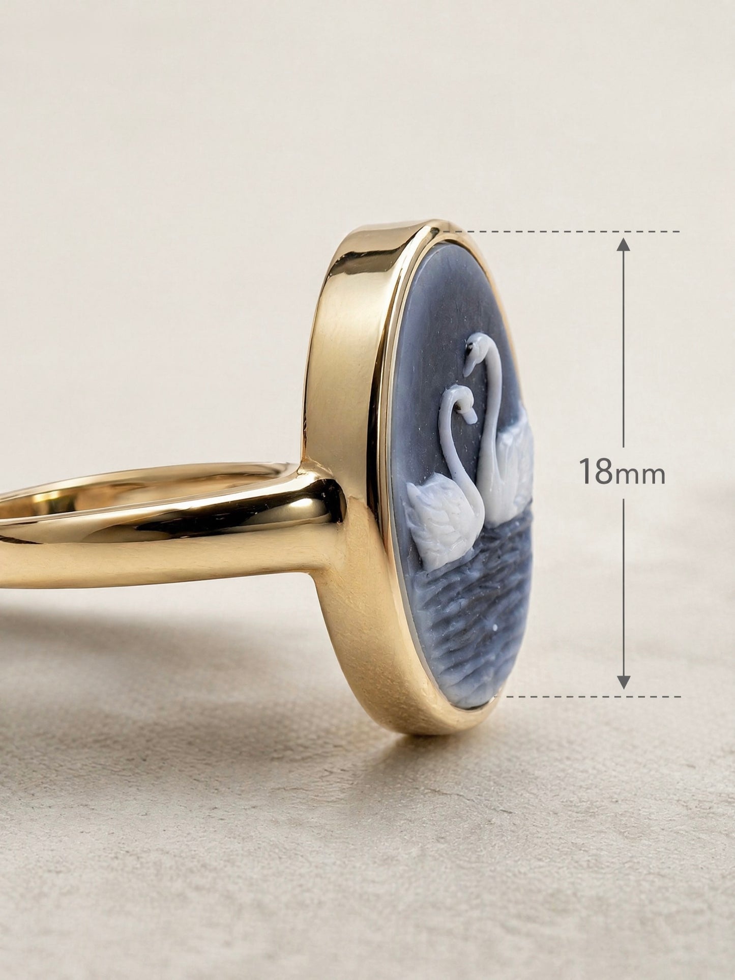 Blue Cameo Swan Ring