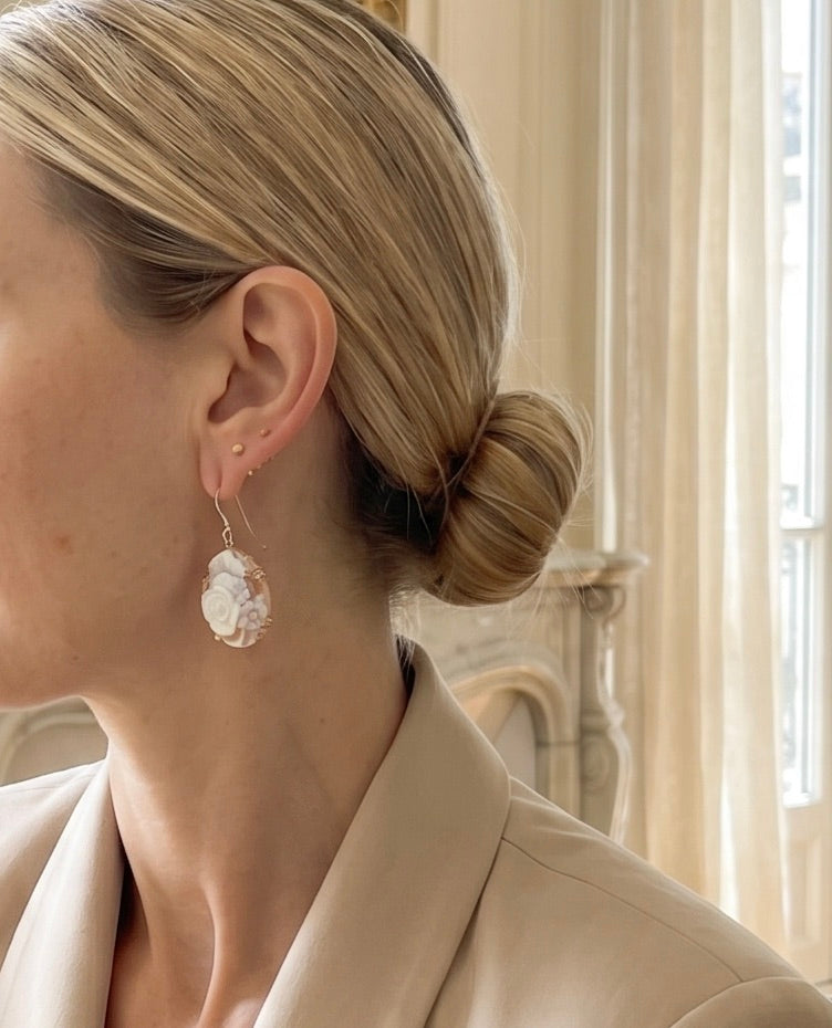 Rose Garden Cameo Earrings