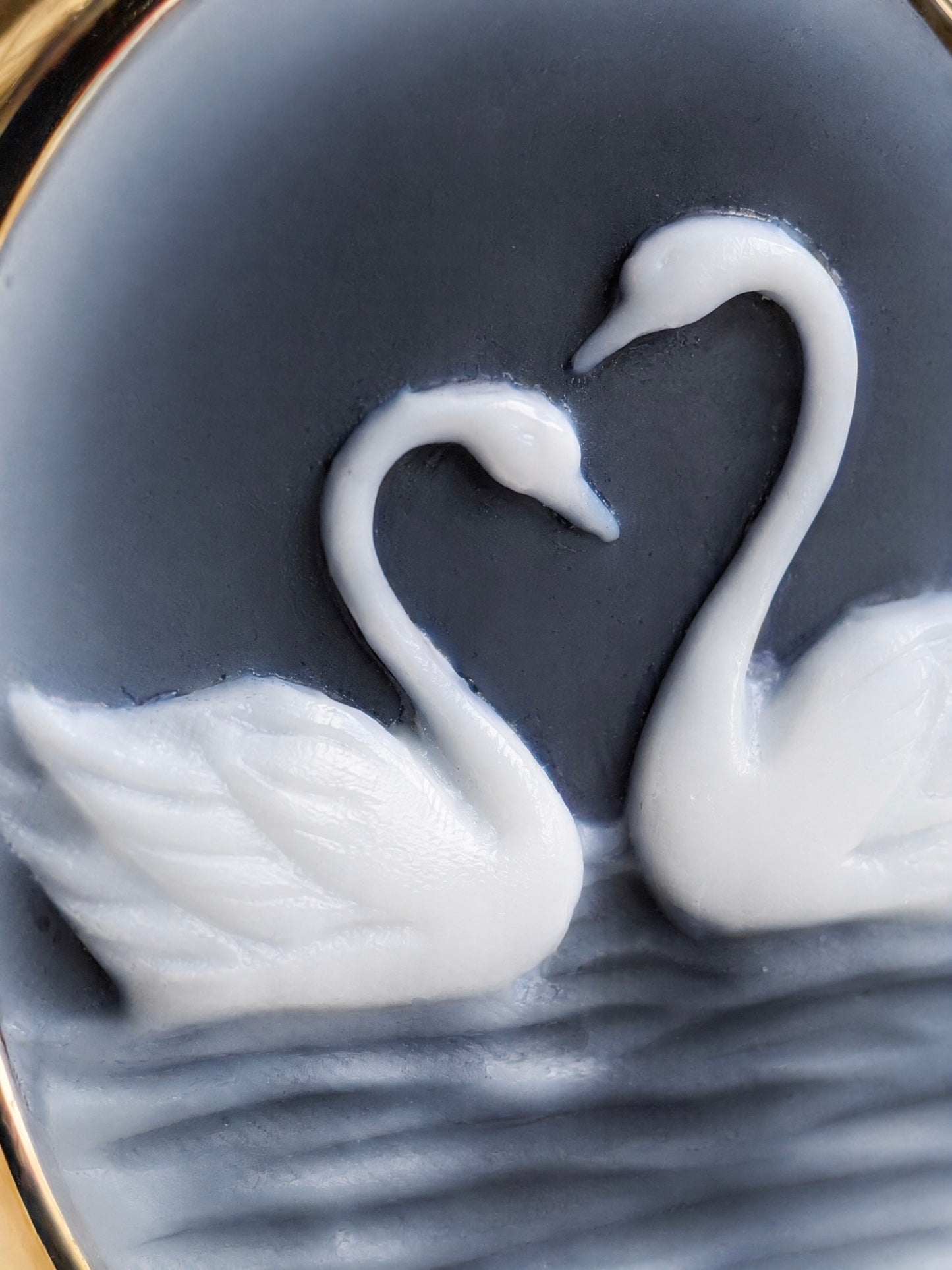 Blue Cameo Swan Ring