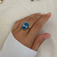 Blue Cameo Swan Ring