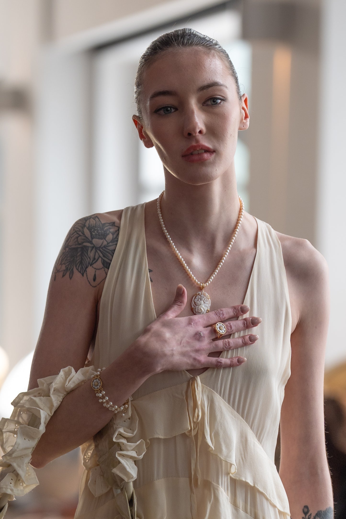 Josephine Cameo Pearl Bracelet