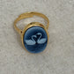 Blue Cameo Swan Ring