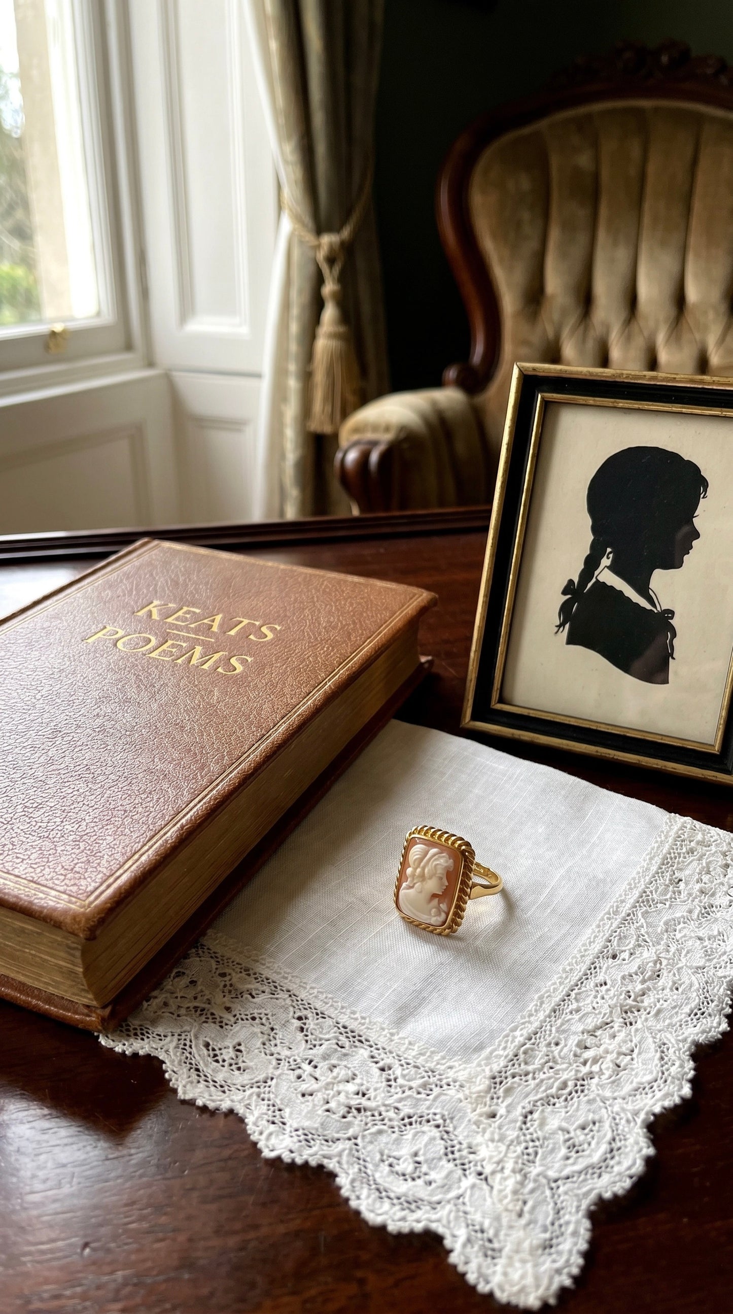 Square 18k Gold Cameo Ring