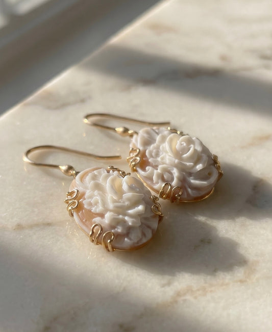 Rose Garden Cameo Earrings