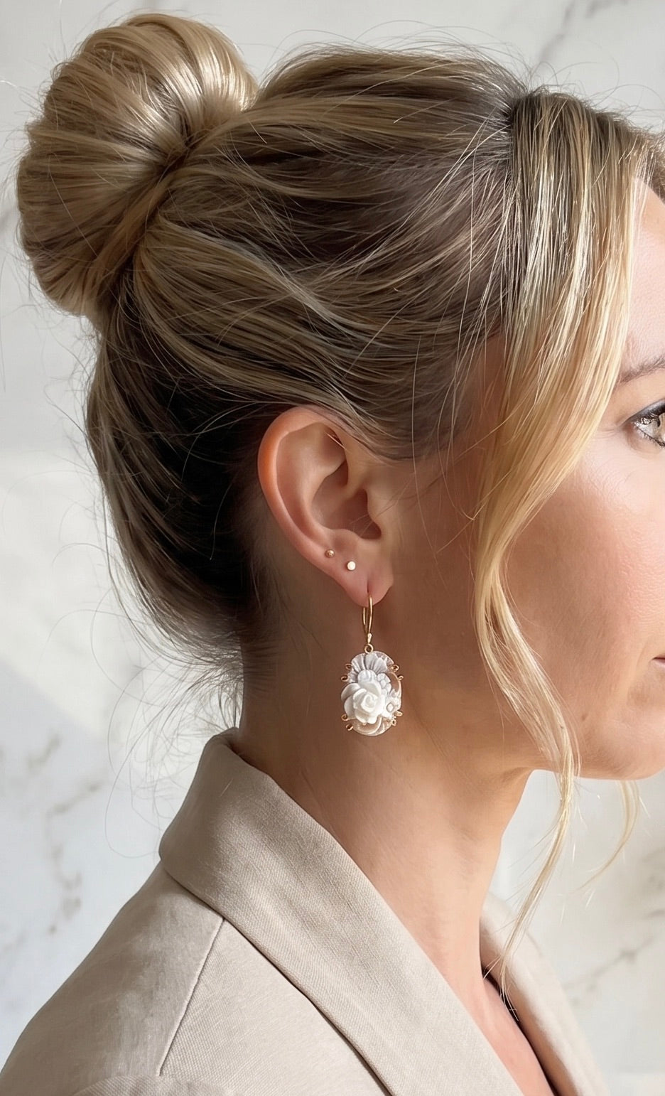 Rose Garden Cameo Earrings
