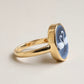 Blue Cameo Swan Ring