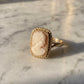 square handmade cameo ring with 18k gold frame, made in italy cameo