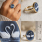 Blue Cameo Swan Ring