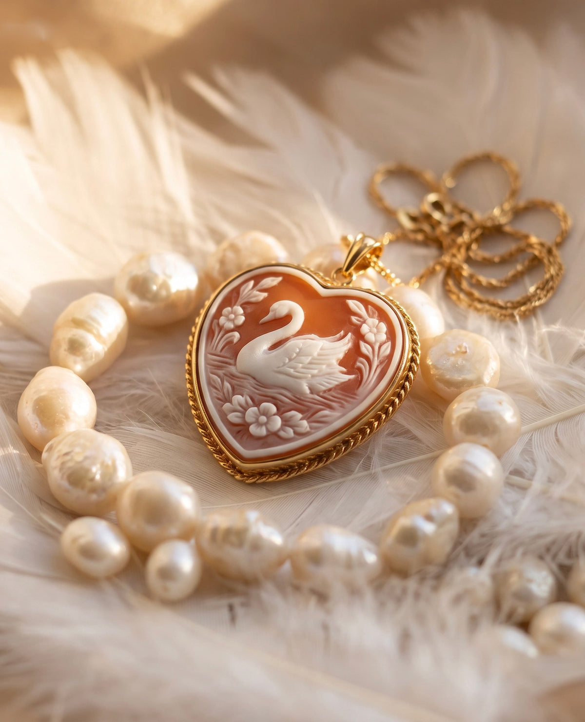 Swan cameo necklace