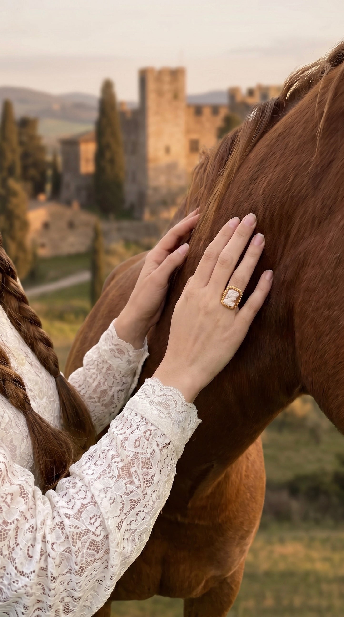 Square 18k Gold Cameo Ring