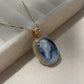 Horse cameo necklace - blue