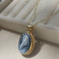 Horse cameo necklace - blue
