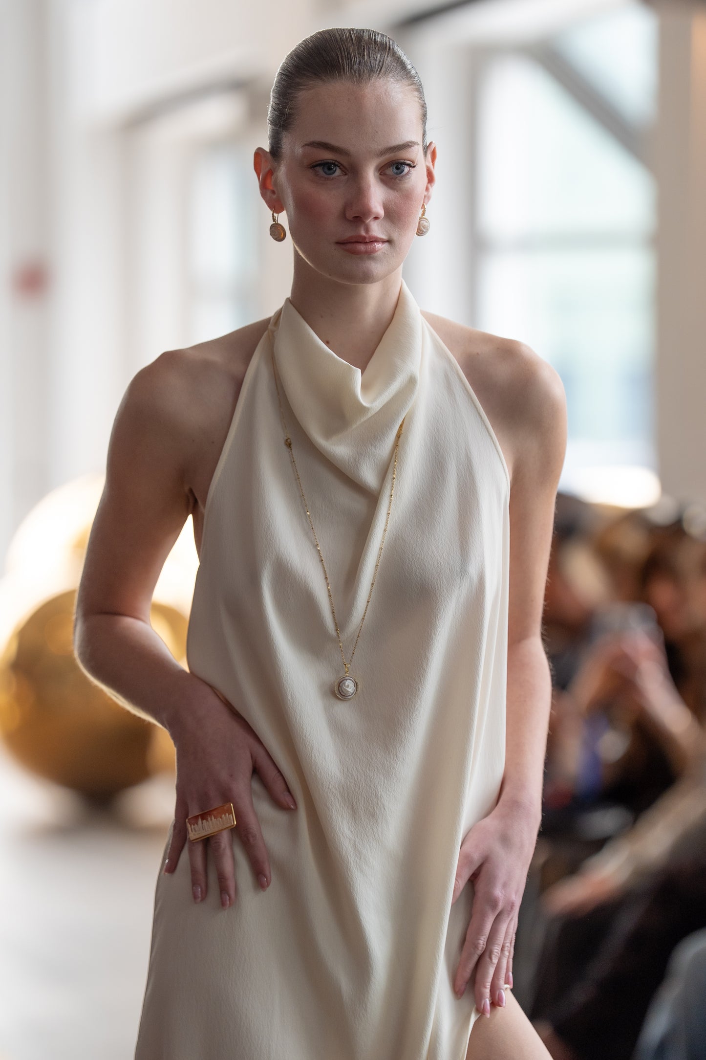 Rose Blanche Cameo Earrings