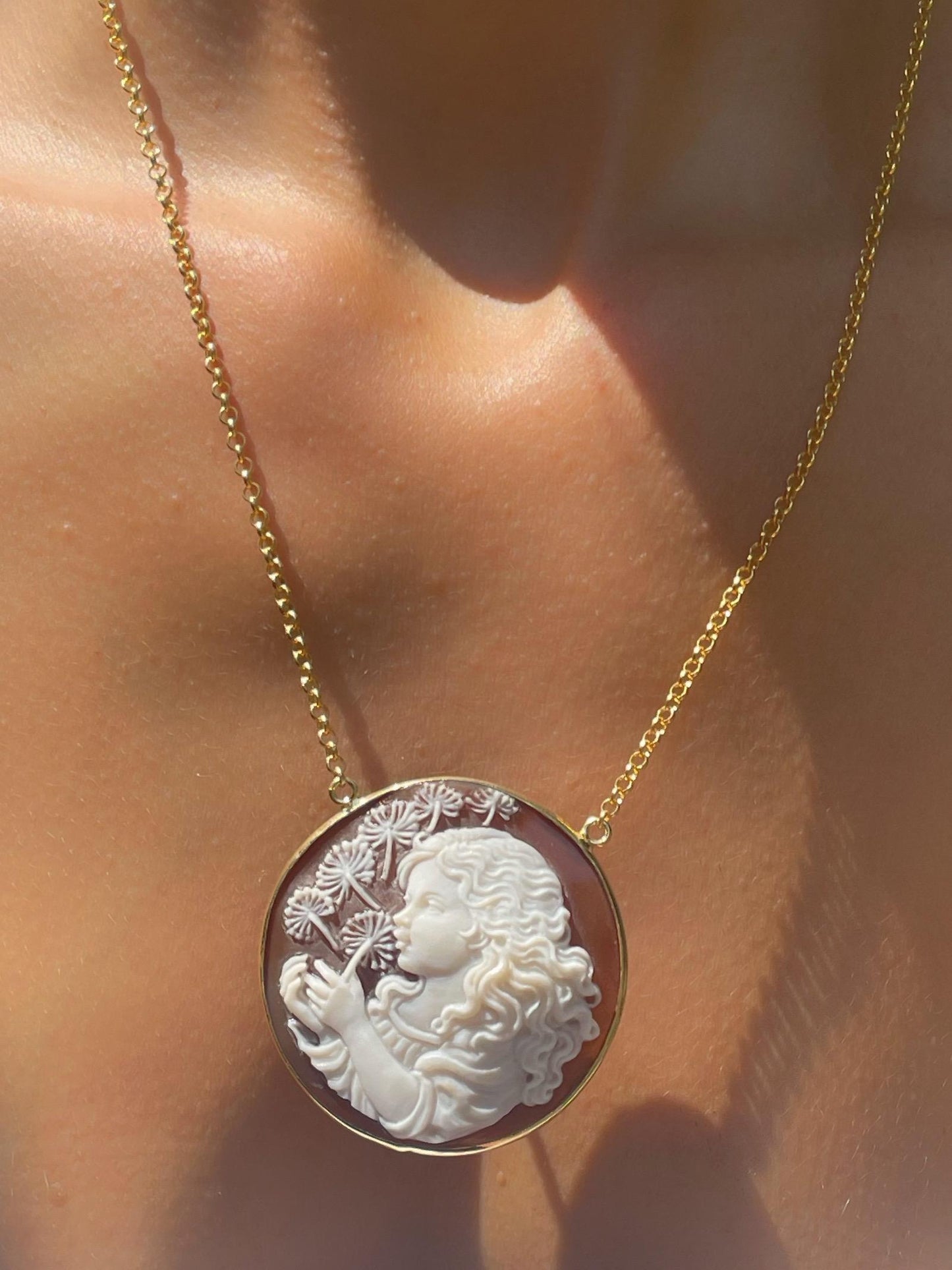 Girl and dandelion necklace