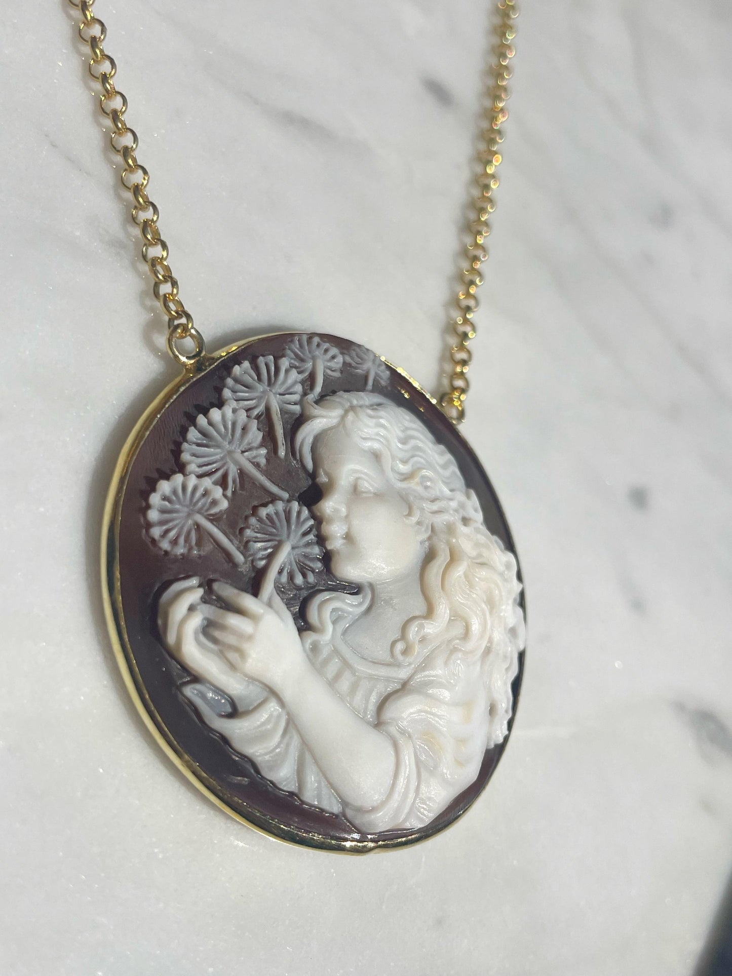 Girl and dandelion necklace