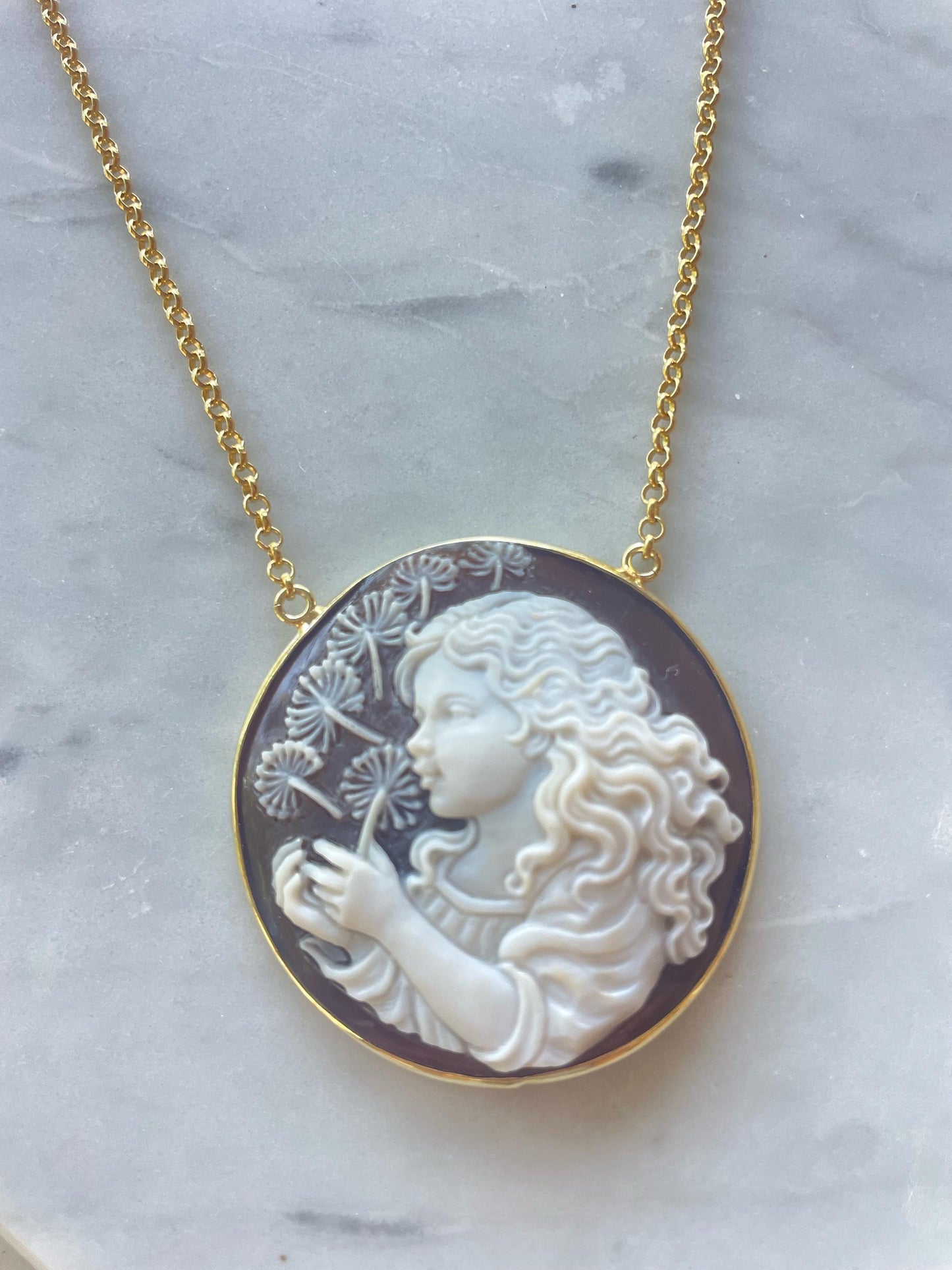 Girl and dandelion necklace