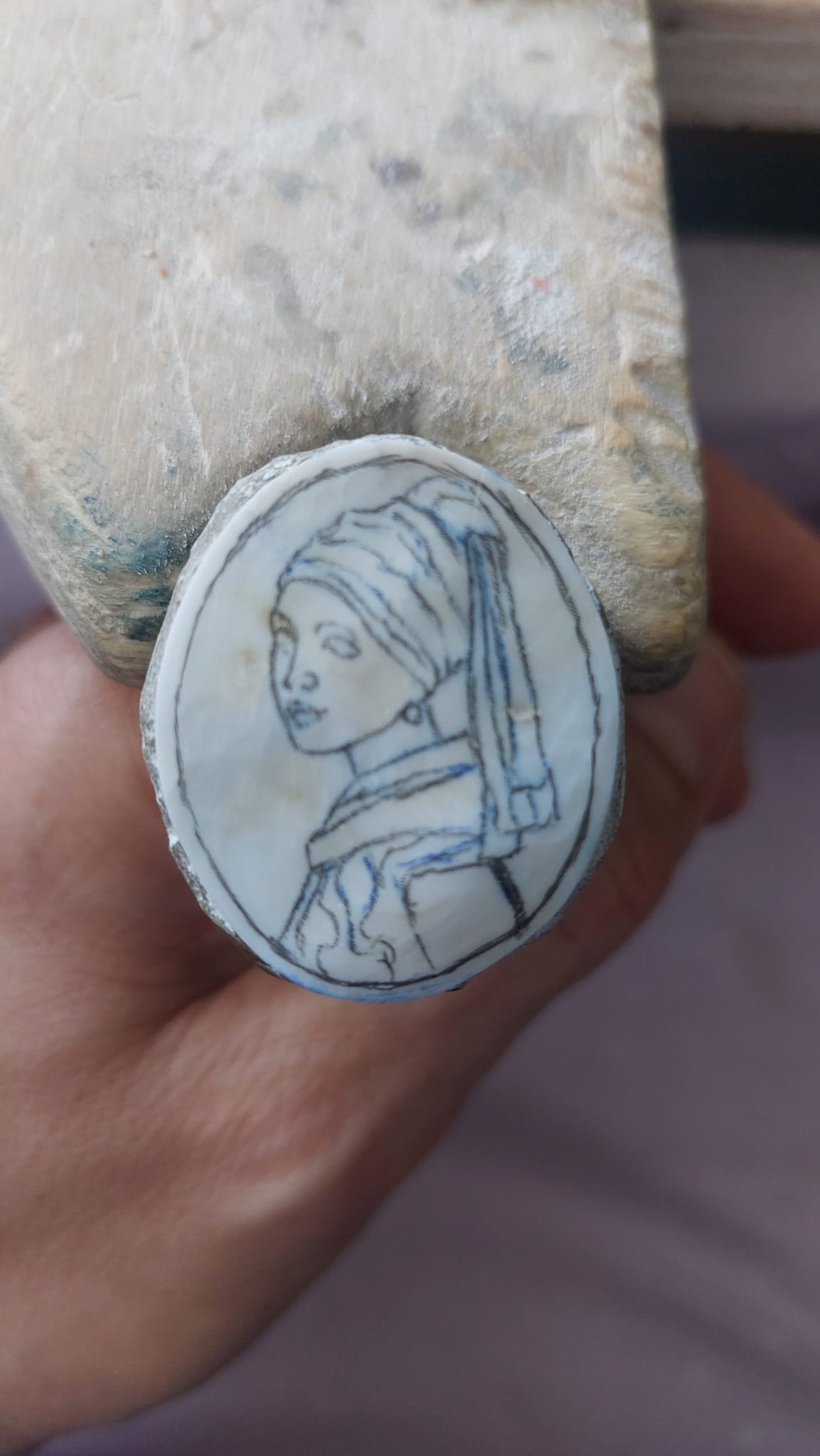 Girl With Pearl Earring Inspired Cameo