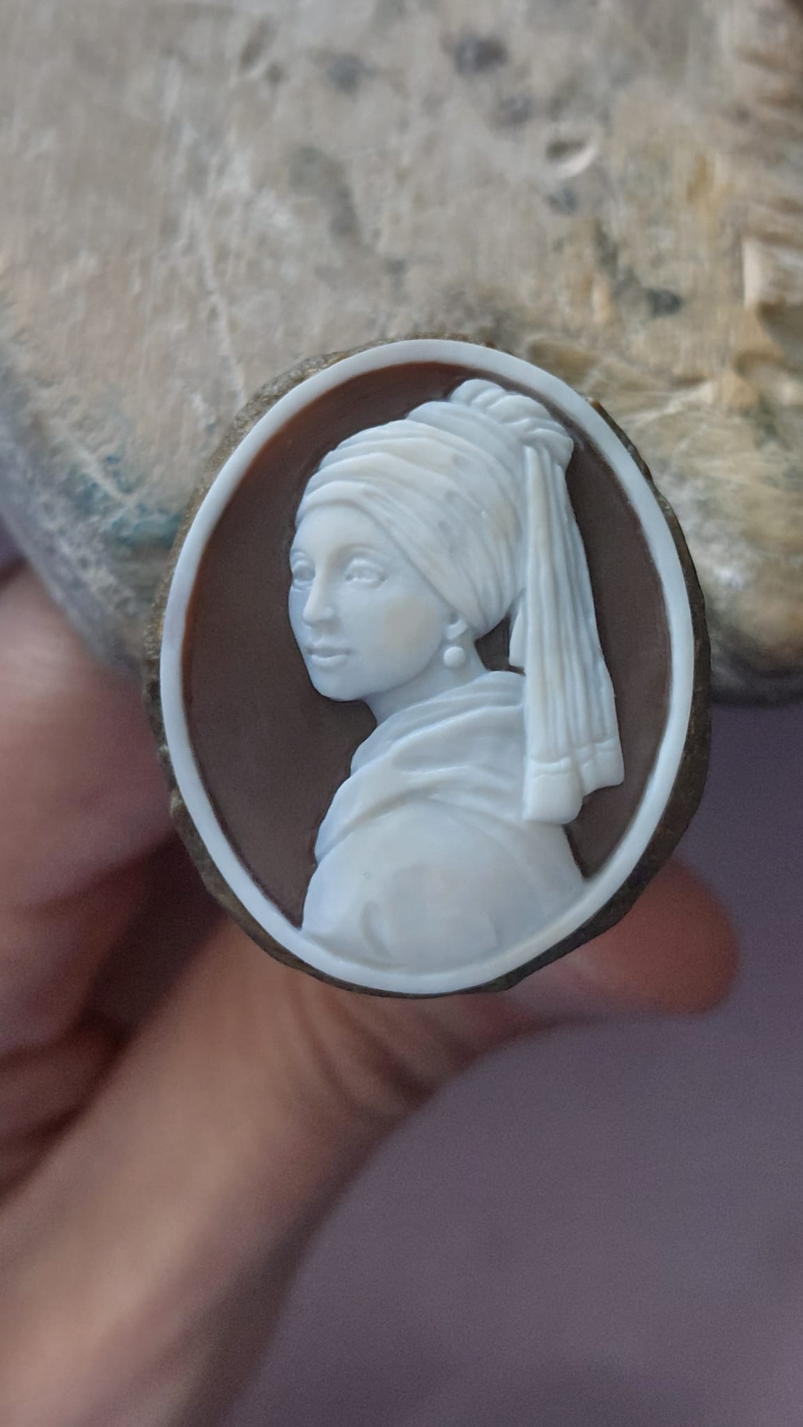 Girl With Pearl Earring Inspired Cameo