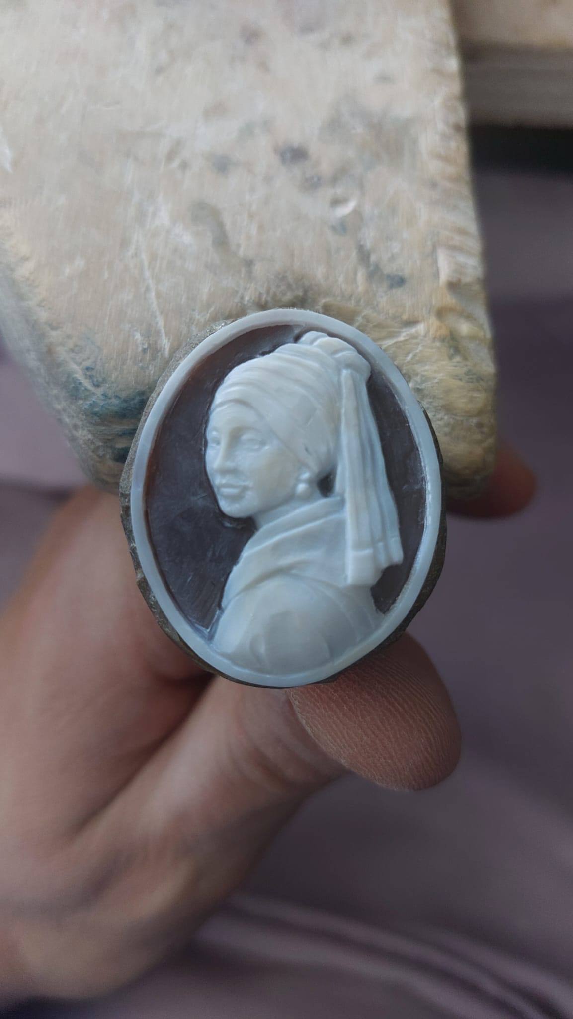 Girl With Pearl Earring Inspired Cameo