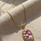 Floral Cameo Necklace - Red Agate