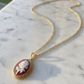 Rose cameo necklace - red agate