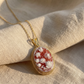 Floral Cameo Necklace - Red Agate