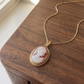 Rose cameo necklace - red agate