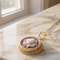 Rose cameo necklace - round