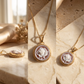 handmade cameo necklace from red agate with solid gold frame and chain