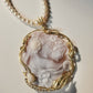 Genuine cameo necklace, Freshwater pearls, sea shell handmade cameo necklace, silver sterling 925, custom gift for her, wedding anniversary
