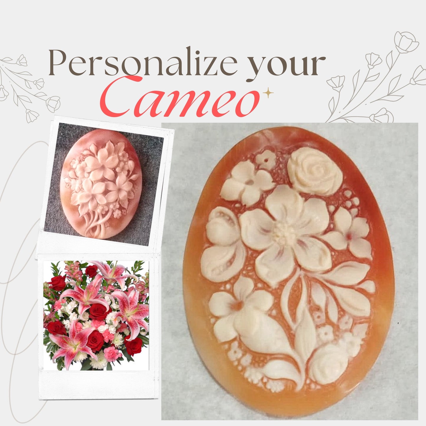 Personalised Floral Cameo