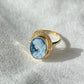 Blue cameo adjustable ring, 18k gold ring silver sterling 925, gift for her, made in Italy, bridal jewelry, gold cameo ring, mother gift