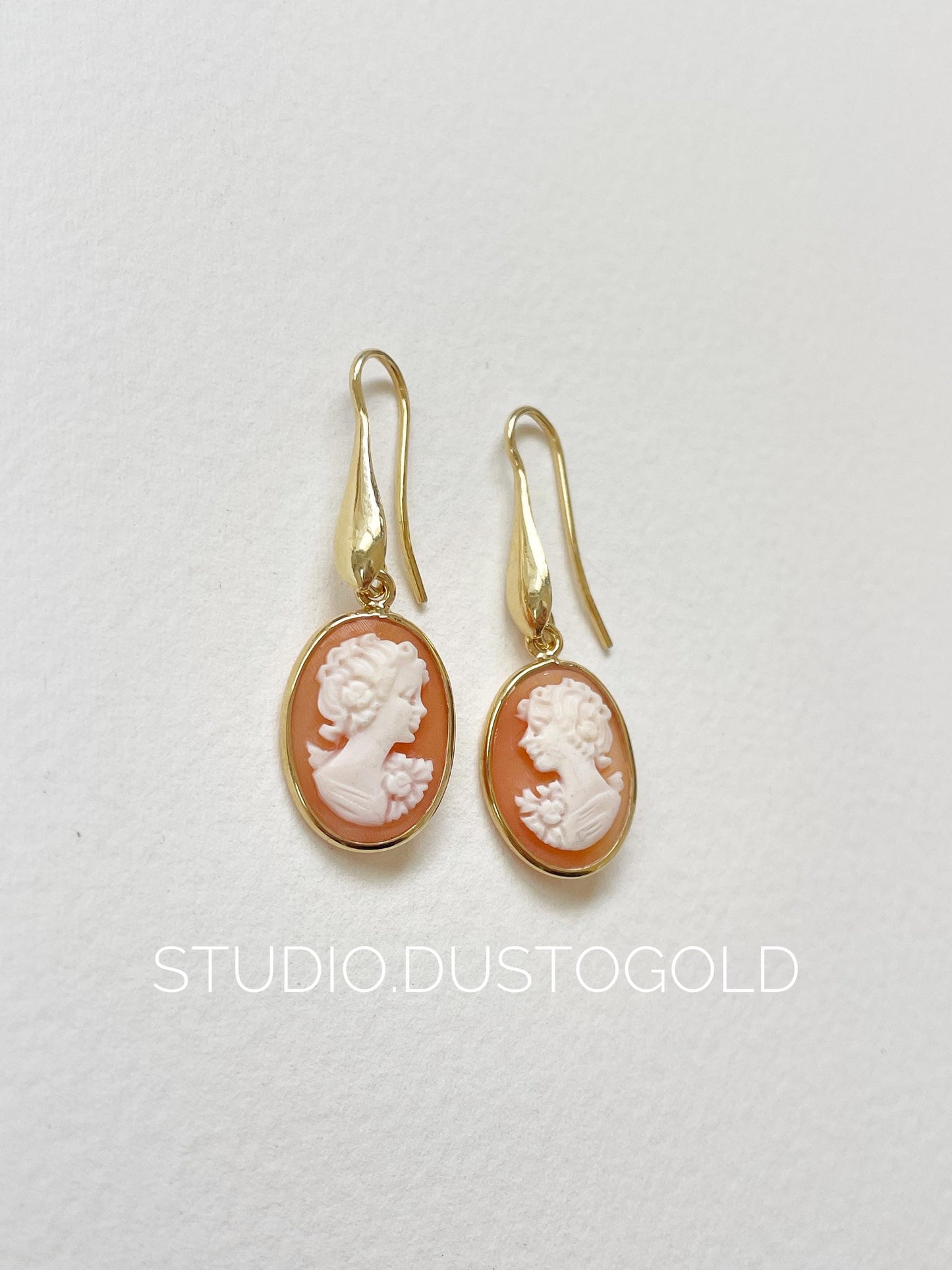 18K CAMEO DROP EARRINGS
