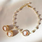 Cameo Set, cameo bracelet & earrings set, handmade jewelry, wedding and anniversary gift, minimalist gold bracelet, custom gifts, dainty,