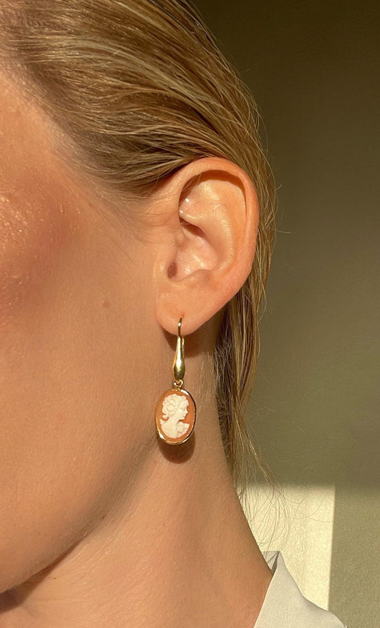 18K CAMEO DROP EARRINGS