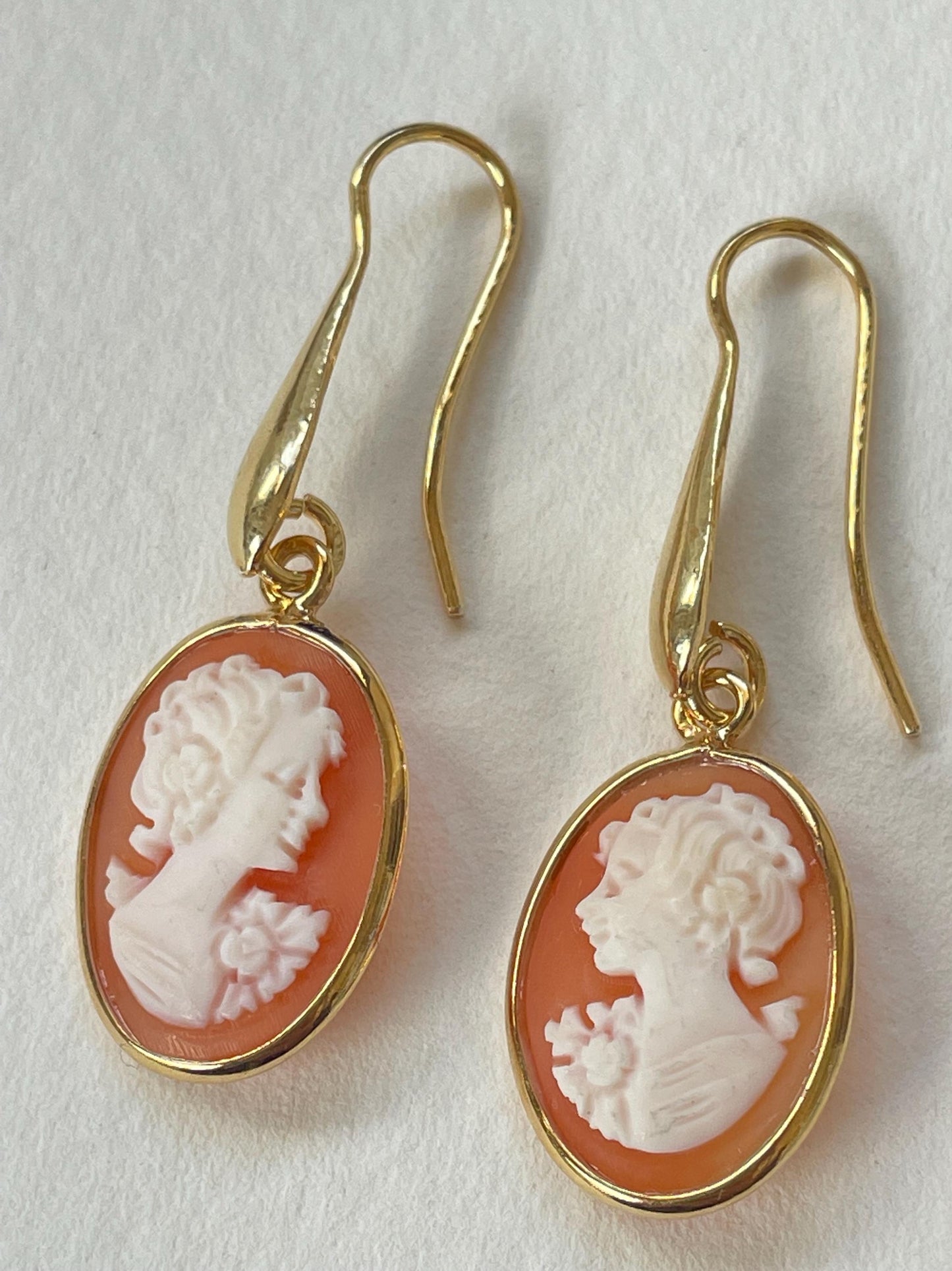 18K CAMEO DROP EARRINGS