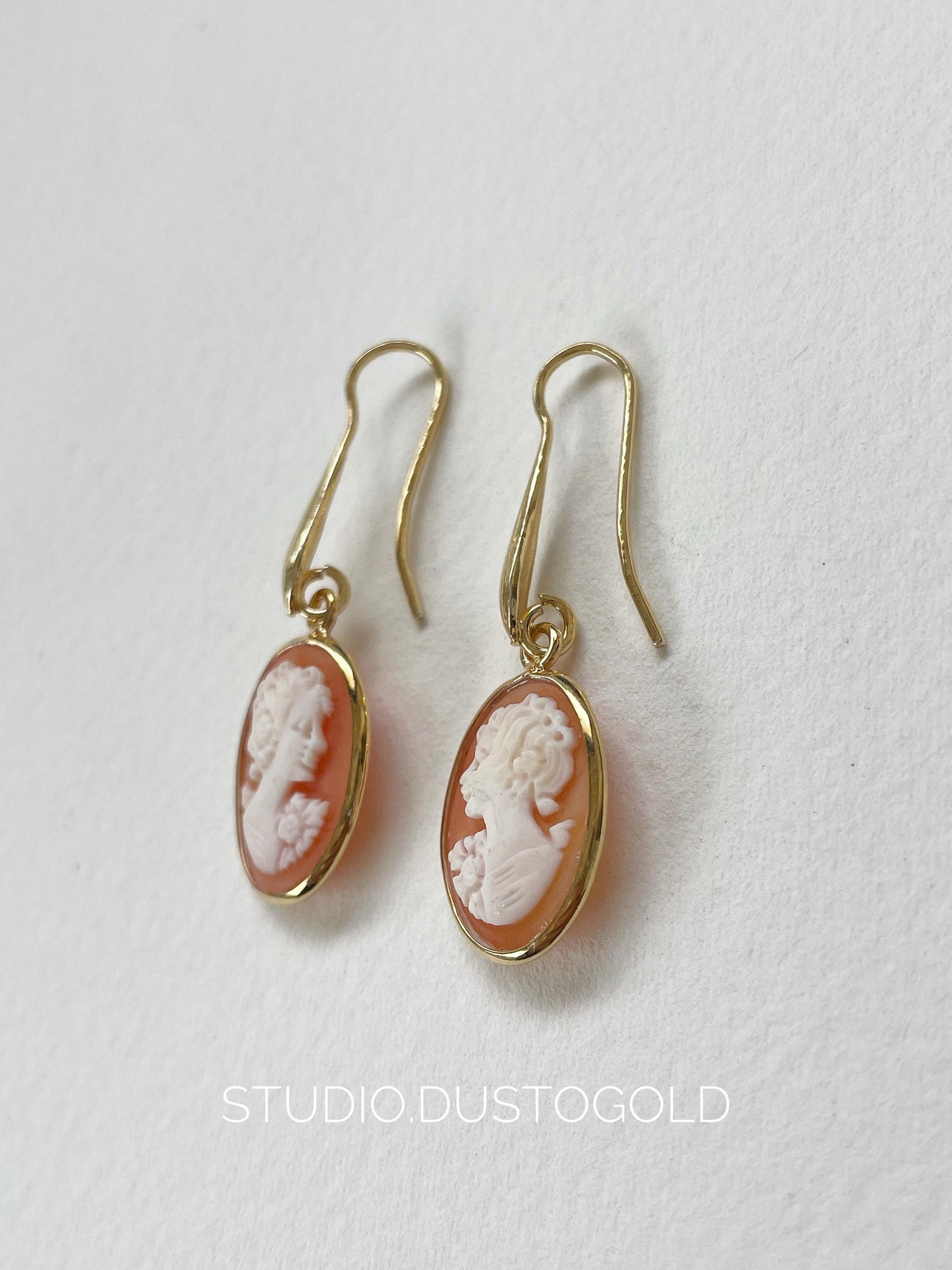 18K CAMEO DROP EARRINGS
