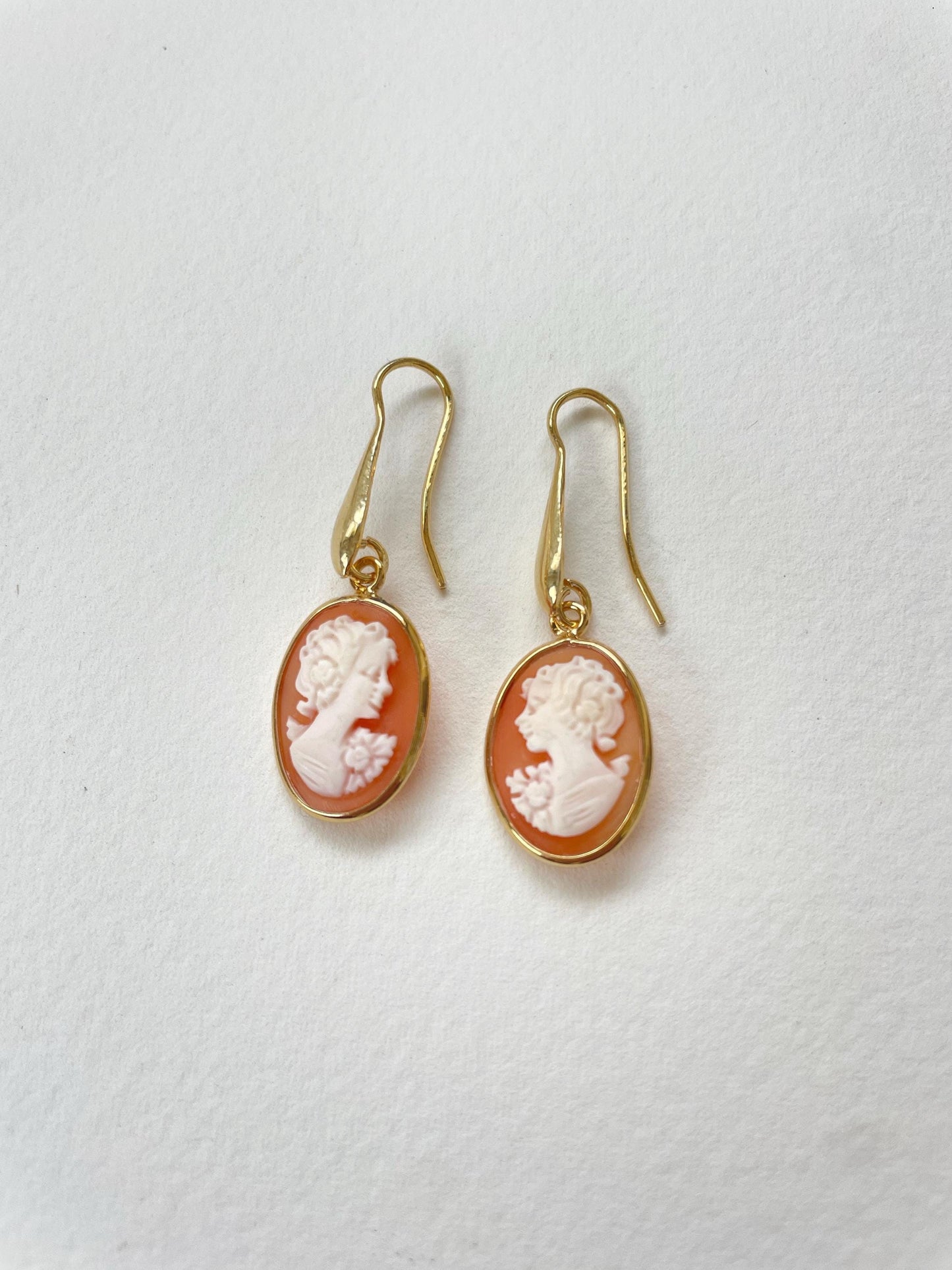 18K CAMEO DROP EARRINGS
