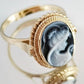 Blue cameo ring, 18K gold plated, silver sterling 925, made in Italy, waterproof ring, victorian style, gold cameo ring, vintage cameo ring