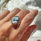 Blue cameo adjustable ring, 18kt gold ring, mother and child, gift for her, made in Italy, Jesus and Mary, baby Jesus ring, Virgin Mary, mom