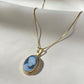 Blue cameo golden necklace, silver jewelry, made in Italy, personalised gift for her, agate genuine Italian cameo, cameo set, cameo necklace