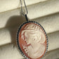 VINTAGE HAT CAMEO NECKLACE -SILVER-