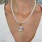 Flower pendant pearl necklace