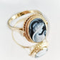 Blue cameo ring, 18K gold plated, silver sterling 925, made in Italy, waterproof ring, victorian style, gold cameo ring, vintage cameo ring