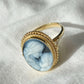 Blue cameo adjustable ring, 18kt gold ring, mother and child, gift for her, made in Italy, Jesus and Mary, baby Jesus ring, Virgin Mary, mom