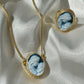 Blue cameo adjustable ring, 18kt gold ring, mother and child, gift for her, made in Italy, Jesus and Mary, baby Jesus ring, Virgin Mary, mom