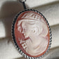 VINTAGE HAT CAMEO NECKLACE -SILVER-